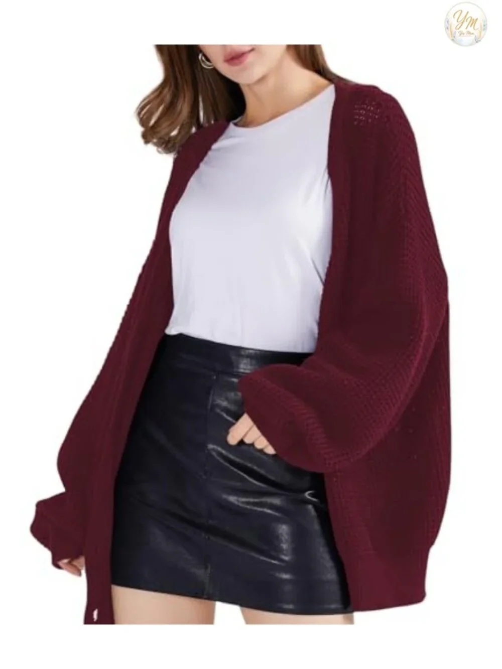 Oversized 100% Cotton Cardigan Sweater Women's Button Down V-Neck